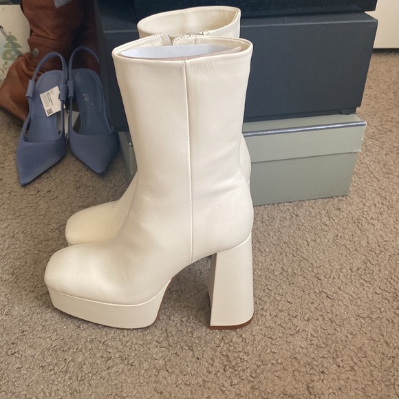 Zara Leather Platform Ankle Boots - Picture 2 of 6